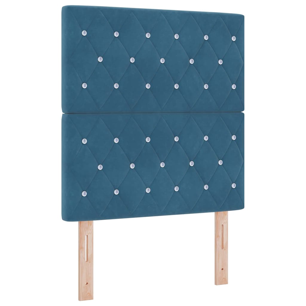 Lit à ressorts avec coussin Bleu foncé 200 x 80 cm Velours