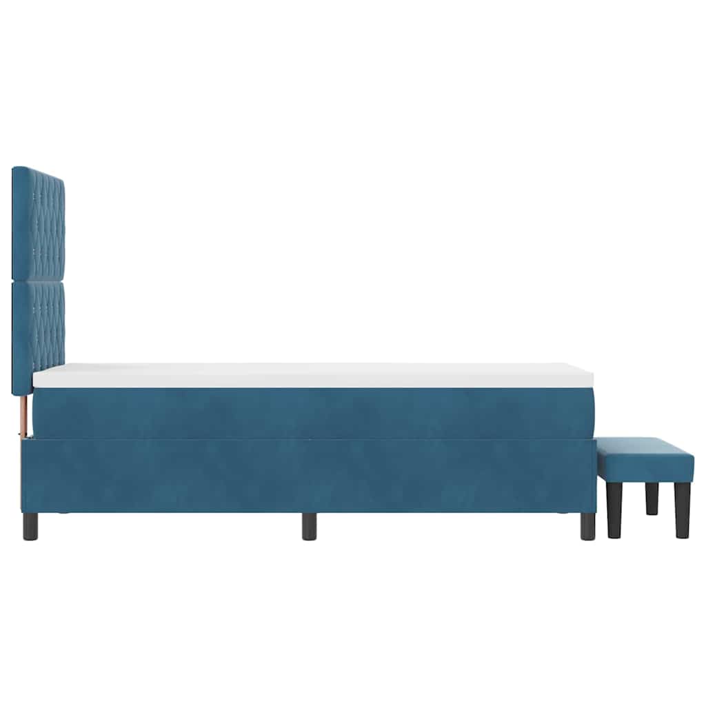 Lit à ressorts avec coussin Bleu foncé 200 x 80 cm Velours