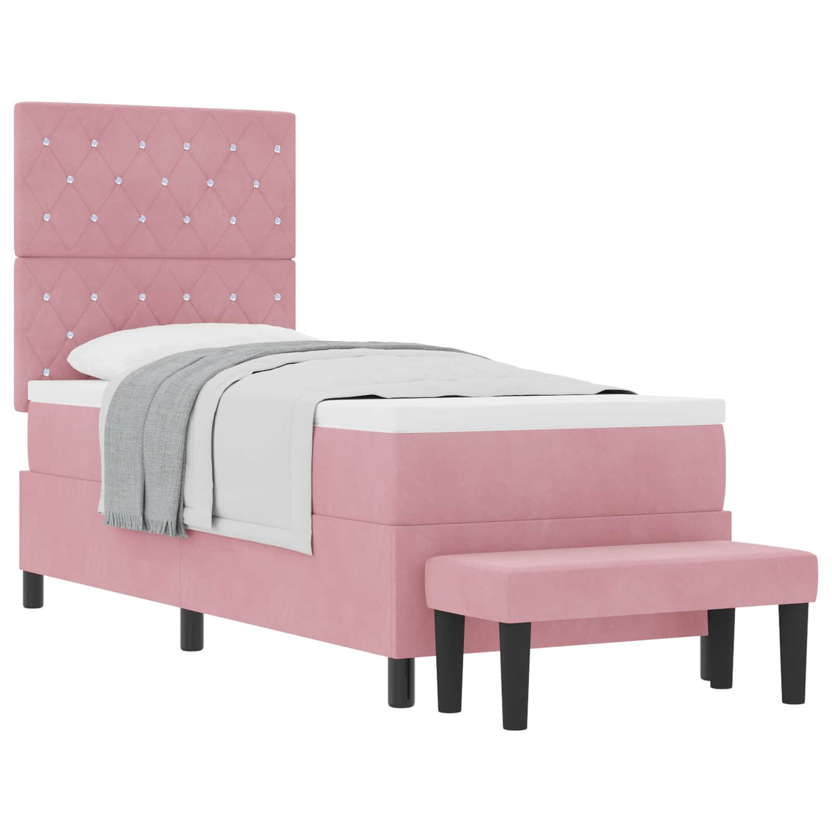 Lit à ressorts avec tête de lit Rose 200 x 80 cm Velours