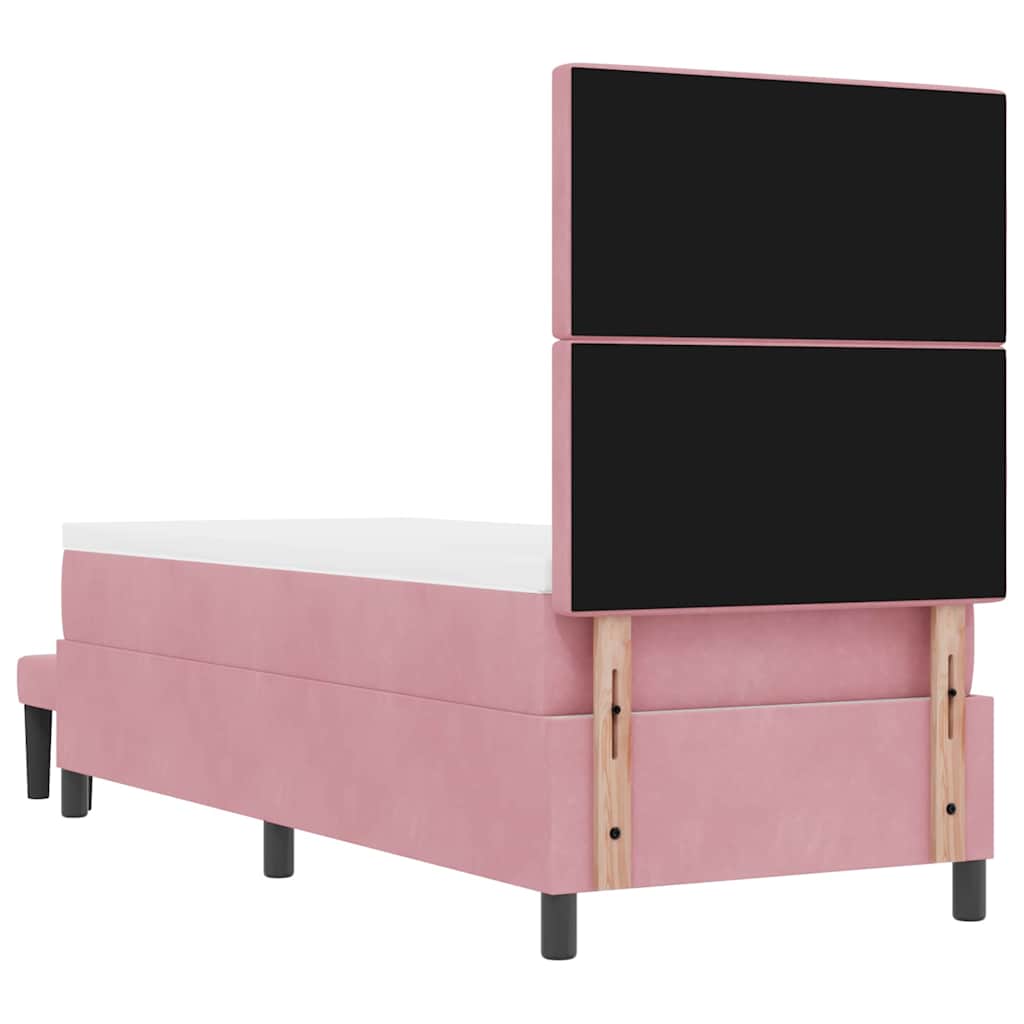 Lit à ressorts avec tête de lit Rose 200 x 80 cm Velours