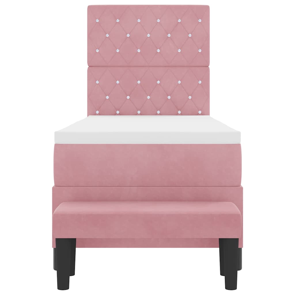 Lit à ressorts avec tête de lit Rose 200 x 80 cm Velours