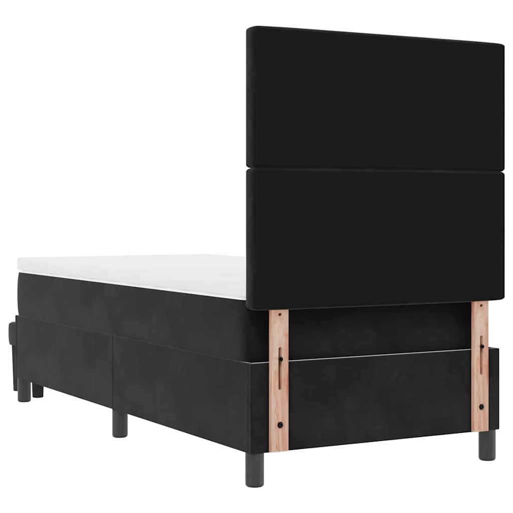 Lit à ressorts avec tête de lit Noir 190 x 90 cm Velours - XIOS
