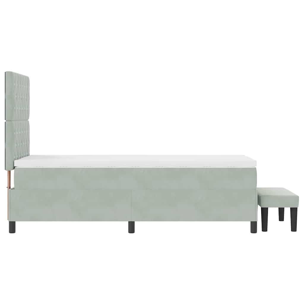 Lit à ressorts avec tête de lit Gris clair 200 x 100 cm Velours