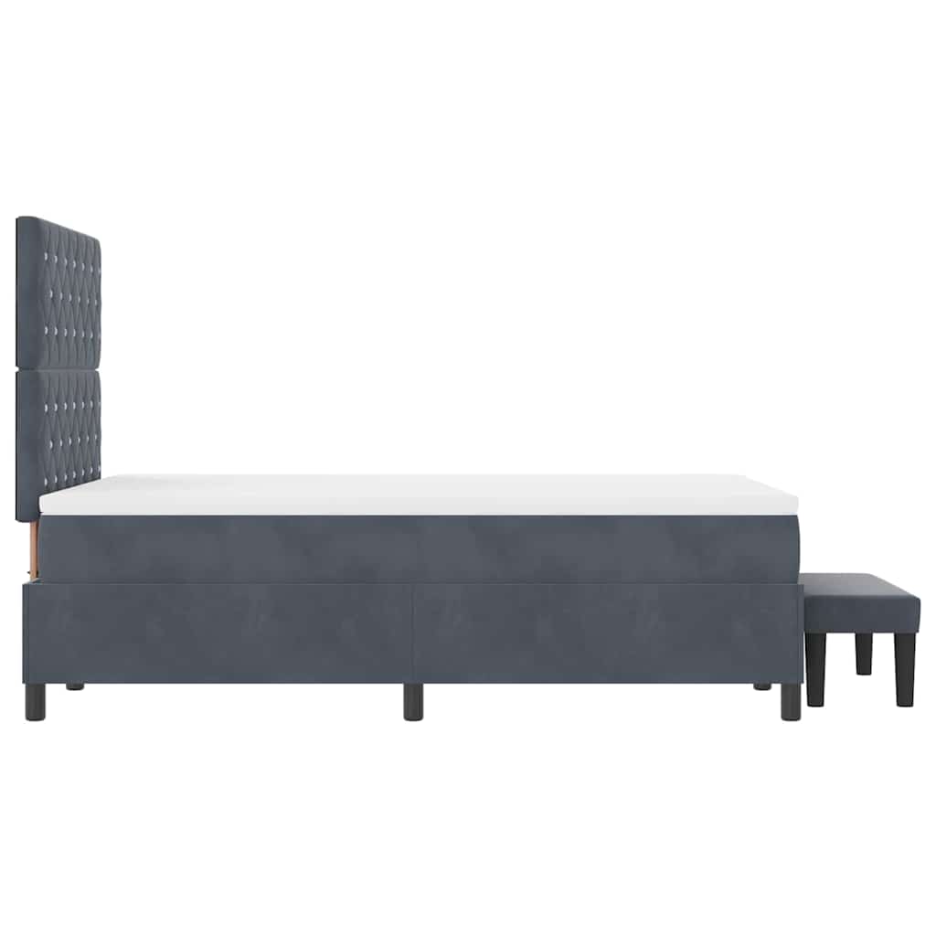 Lit à ressorts avec tête de lit Gris foncé 190 x 120 cm Velours - XIOS