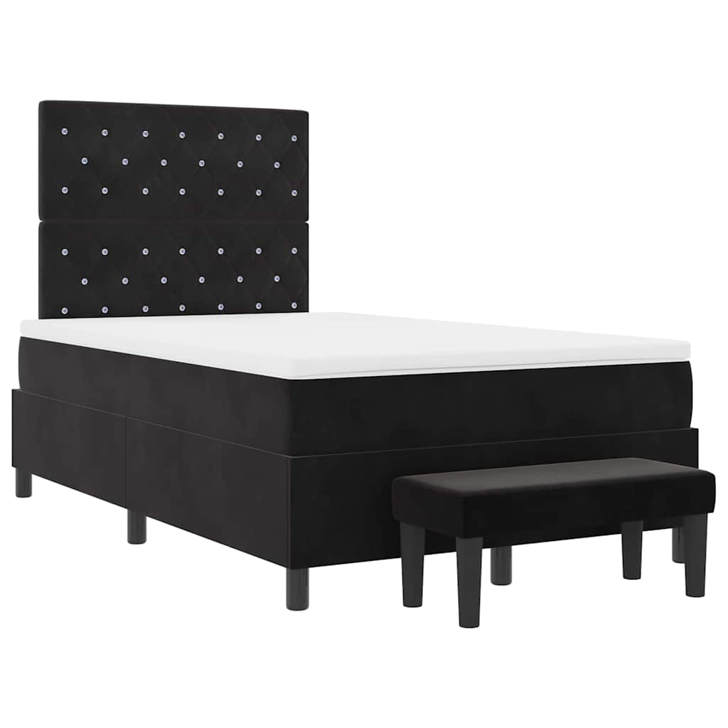 Lit à ressorts avec coussin Noir 190 x 120 cm Velours