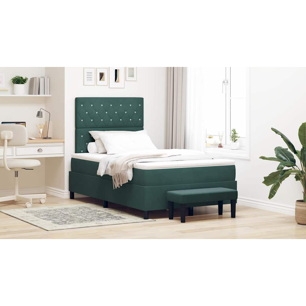 Lit à ressorts avec tête de lit Vert foncé 190 x 120 cm Velours - XIOS
