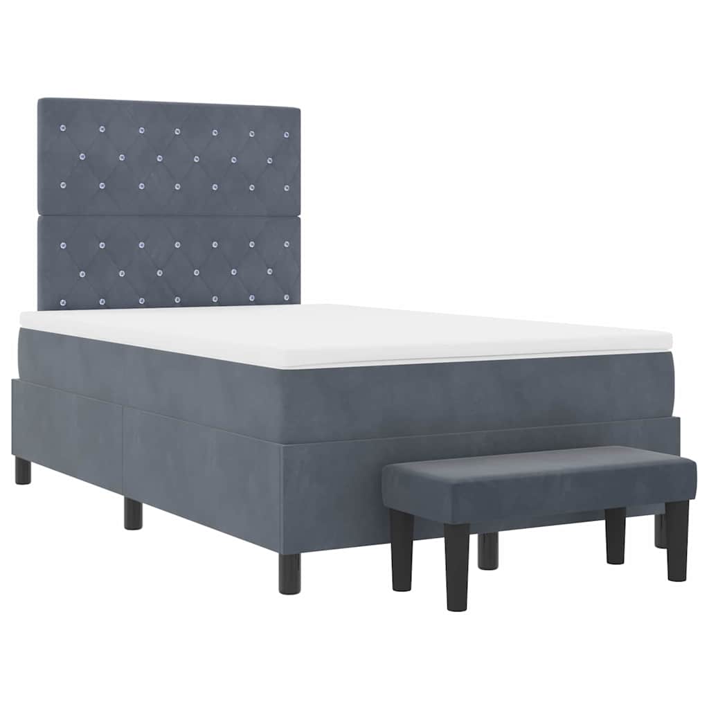 Lit à ressorts avec tête de lit Gris foncé 200 x 120 cm Velours - XIOS