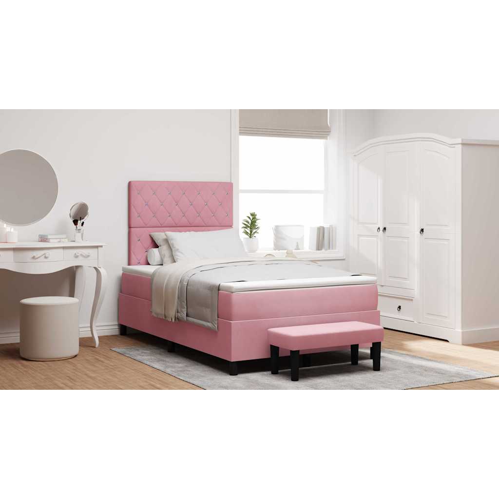 Lit à ressorts avec tête de lit Rose 200 x 120 cm Velours - XIOS