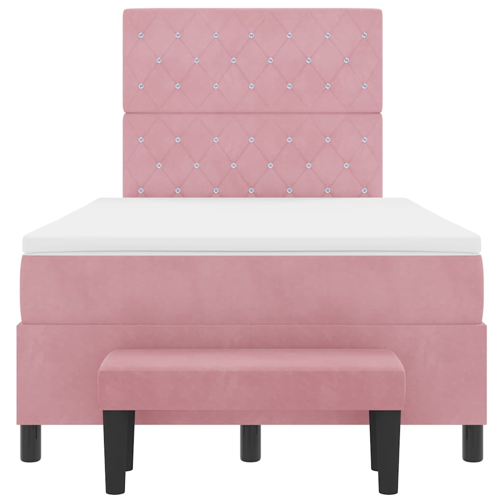 Lit à ressorts avec tête de lit Rose 200 x 120 cm Velours - XIOS