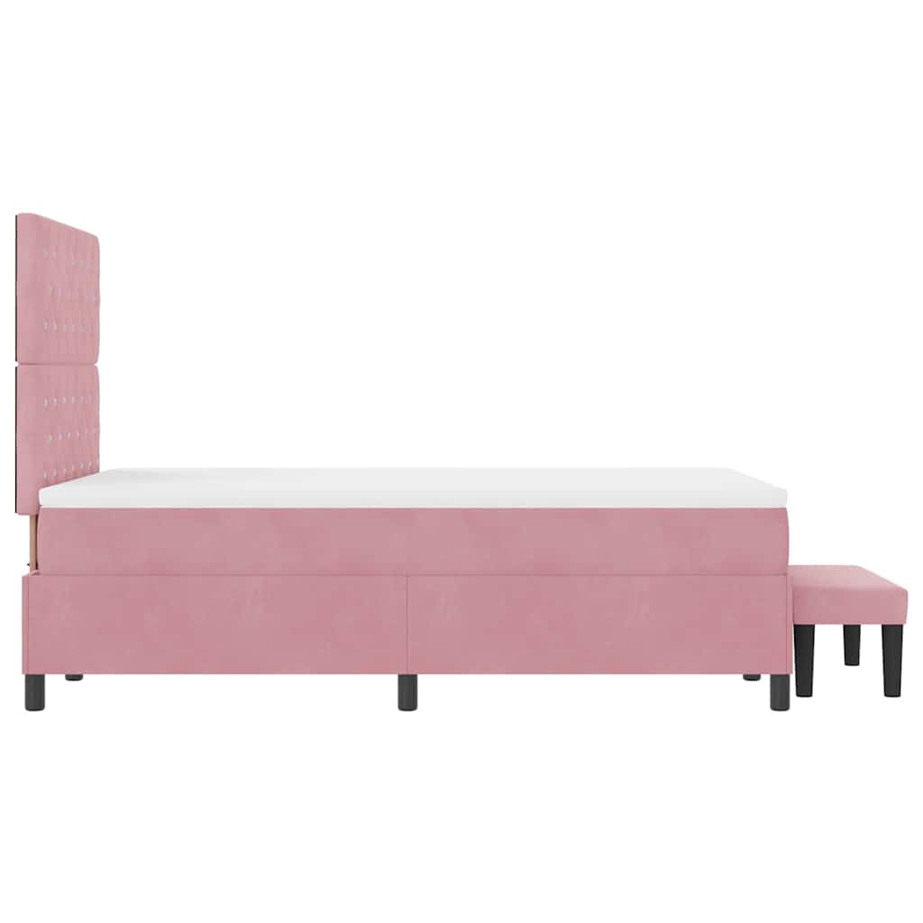 Lit à ressorts avec tête de lit Rose 200 x 120 cm Velours - XIOS