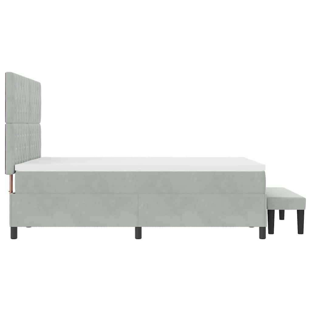 Lit à ressorts avec tête de lit Gris clair 190 x 140 cm Velours