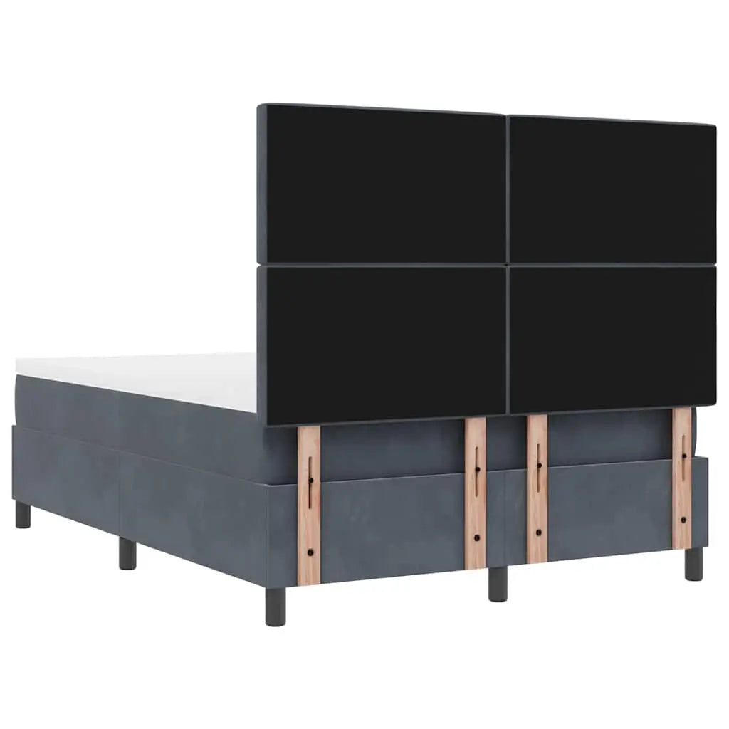 Lit à ressorts avec tête de lit Gris foncé 190 x 140 cm Velours - XIOS