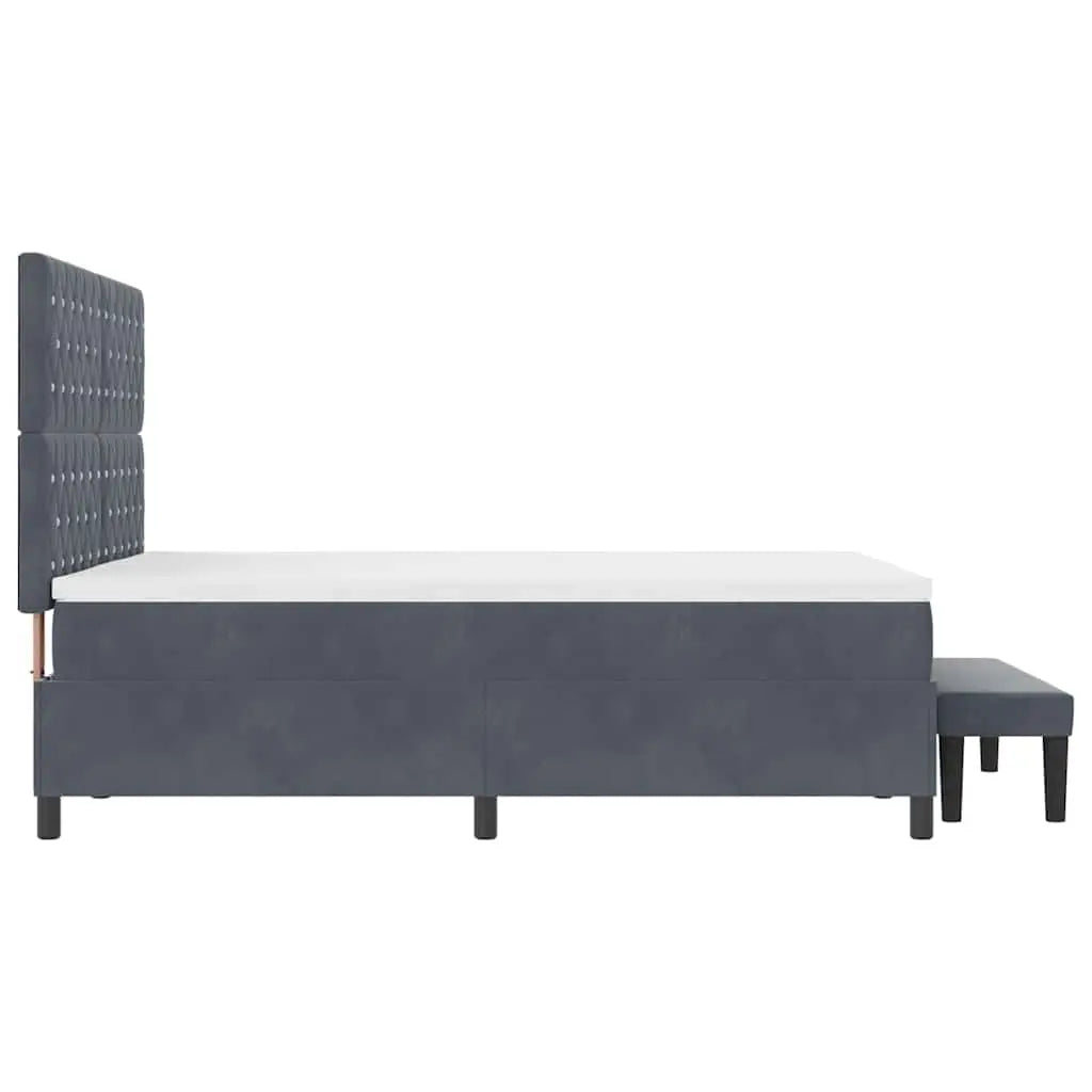Lit à ressorts avec tête de lit Gris foncé 190 x 140 cm Velours - XIOS