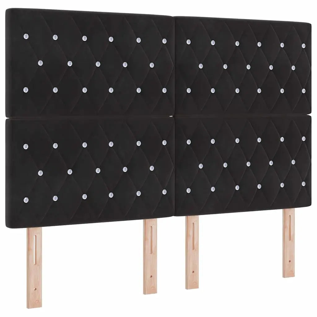 Lit à ressorts avec tête de lit Noir 190 x 140 cm Velours - XIOS