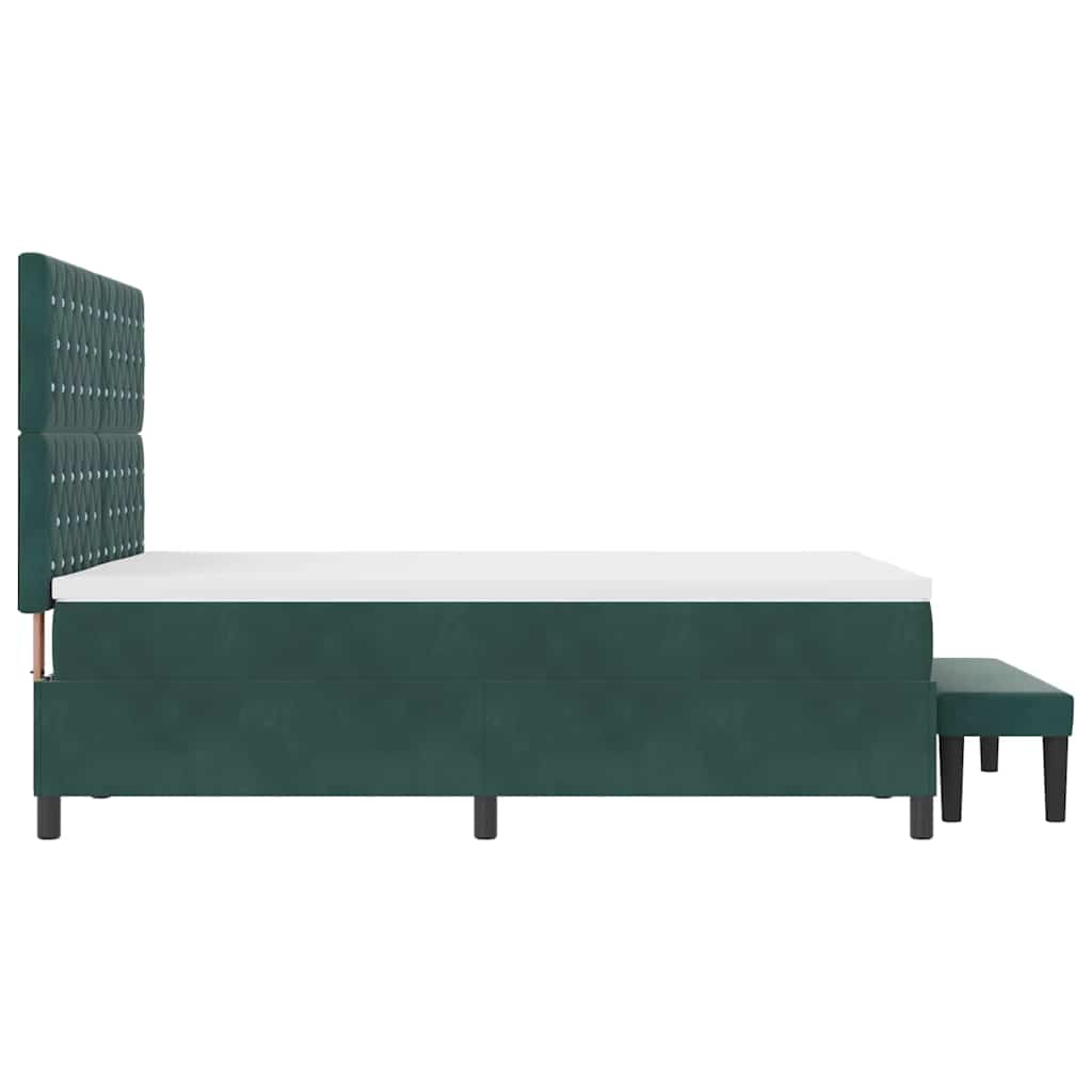 Lit à ressorts avec tête de lit Vert foncé 190 x 140 cm Velours - XIOS
