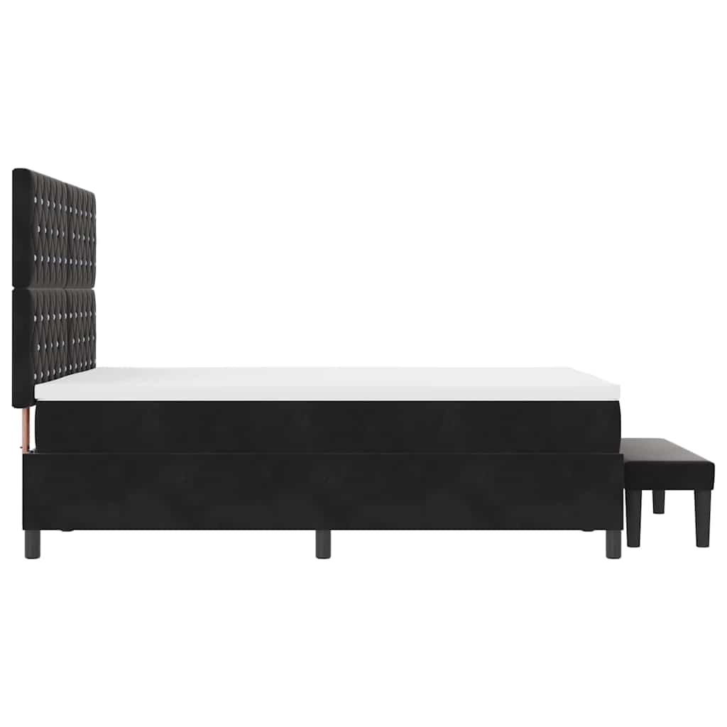 Lit à ressorts avec tête de lit Noir 200 x 140 cm Velours