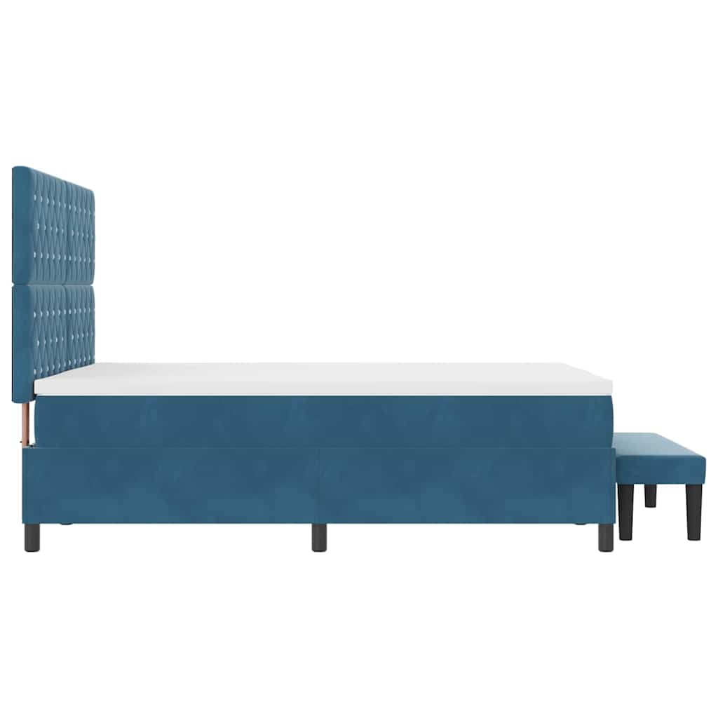 Lit à ressorts avec coussin Bleu foncé 200 x 140 cm Velours