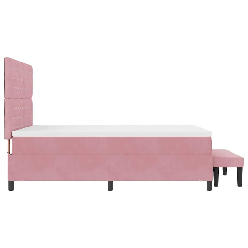 Lit à ressorts avec tête de lit Rose 200 x 140 cm Velours