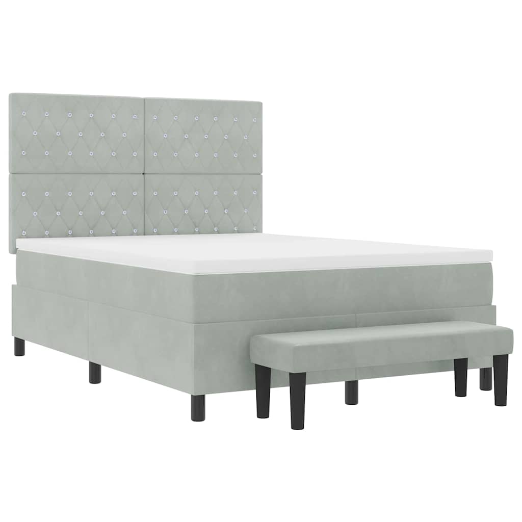 Lit à ressorts avec matelas Gris clair 160 x 200 cm Velours - XIOS