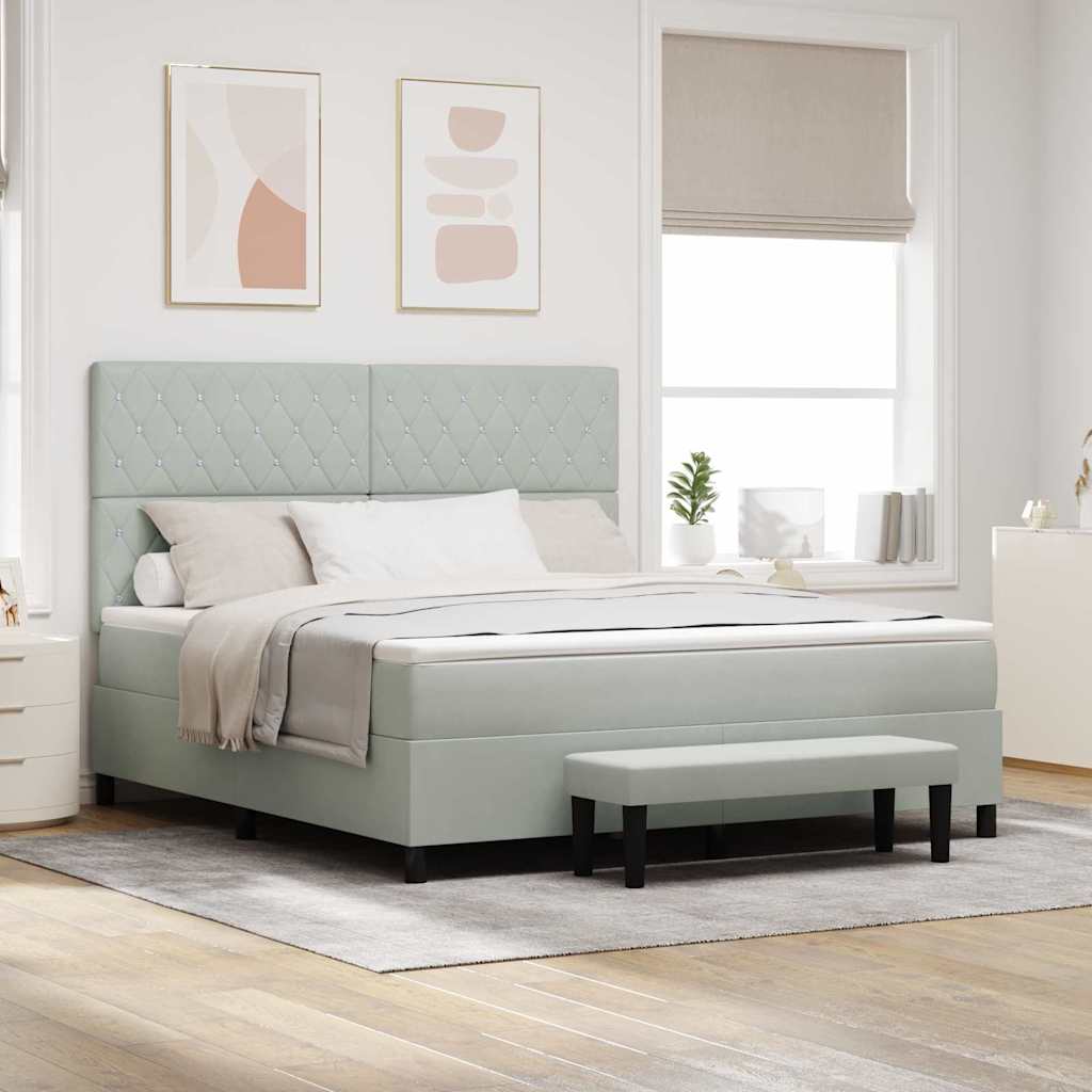Lit à ressorts avec matelas Gris clair 180 x 200 cm Velours - XIOS