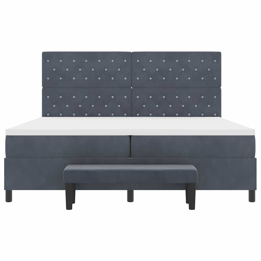 Lit à ressorts avec matelas Gris foncé 200 x 200 cm Velours - XIOS