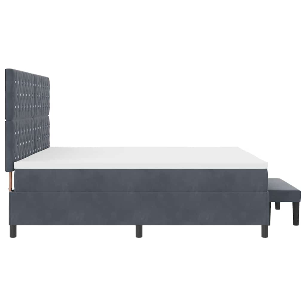 Lit à ressorts avec matelas Gris foncé 200 x 200 cm Velours - XIOS
