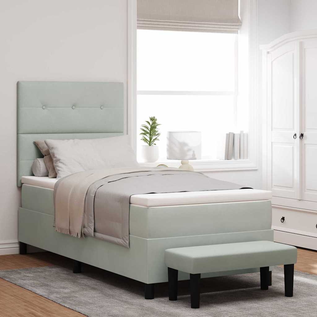 Lit à ressorts avec tête de lit Gris clair 200 x 80 cm Velours - XIOS
