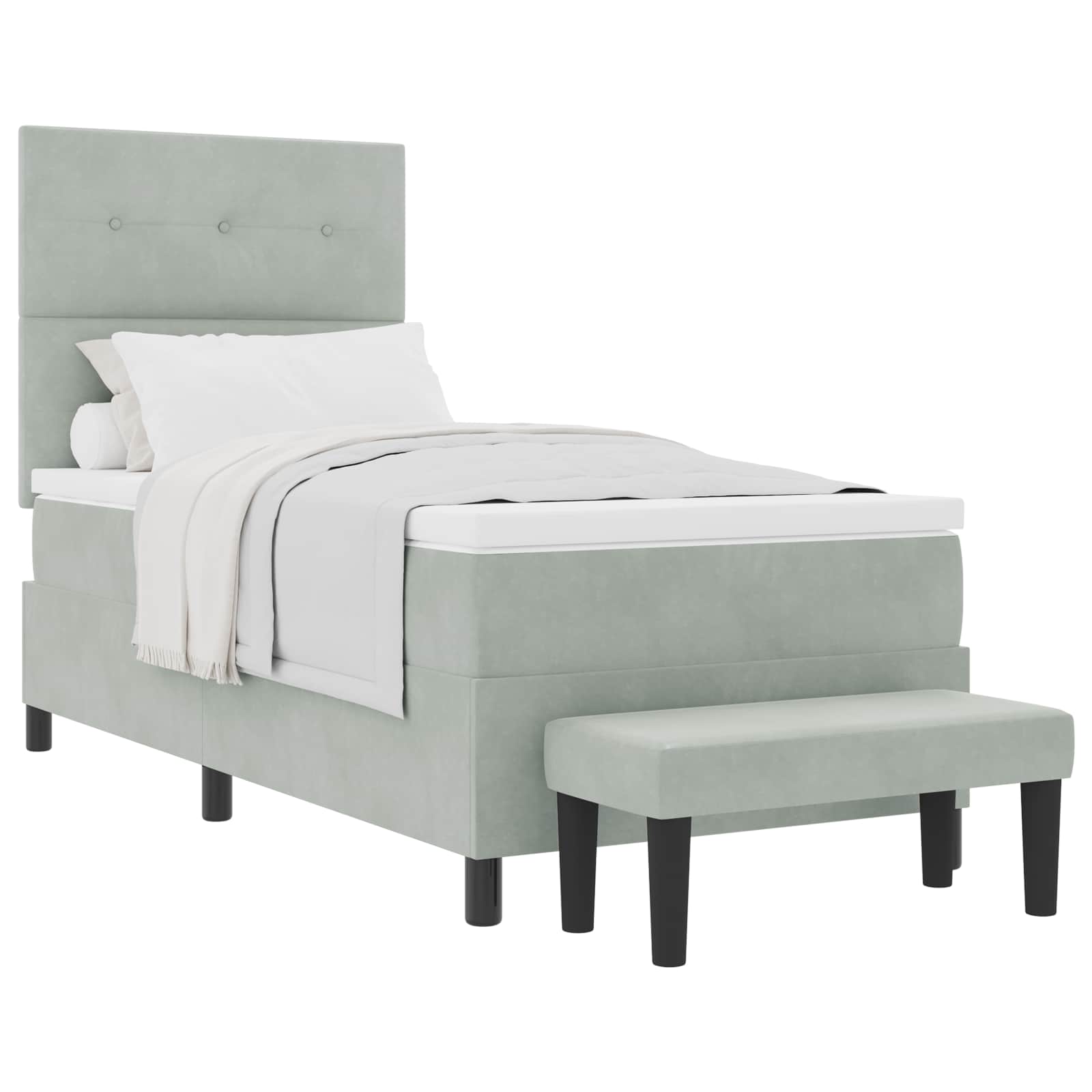 Lit à ressorts avec tête de lit Gris clair 200 x 80 cm Velours - XIOS