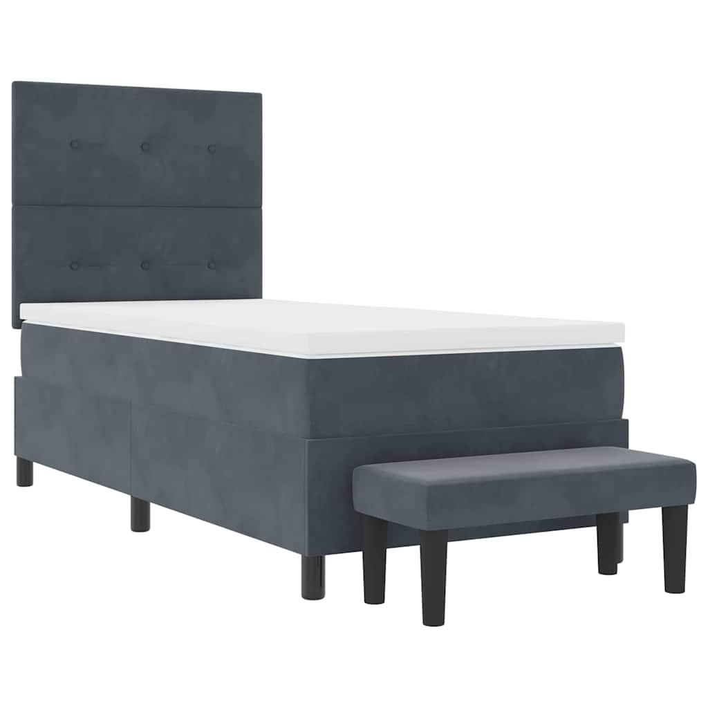 Lit à ressorts avec tête de lit Gris foncé 200 x 80 cm Velours - XIOS