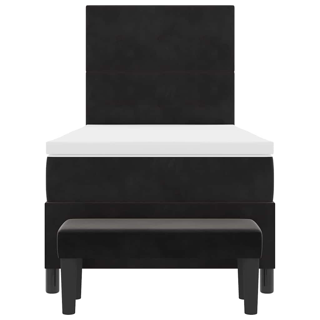 Lit à ressorts avec tête de lit Noir 200 x 80 cm Velours