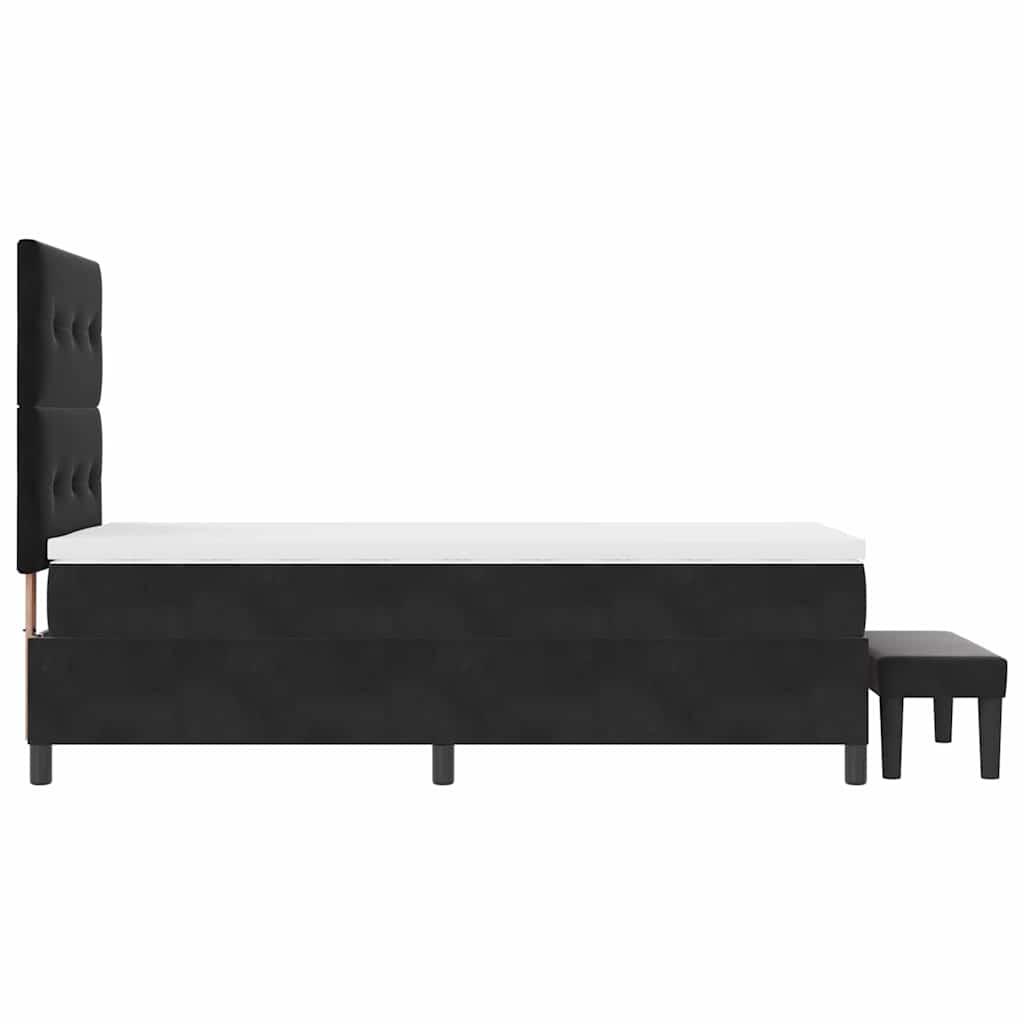 Lit à ressorts avec tête de lit Noir 200 x 80 cm Velours