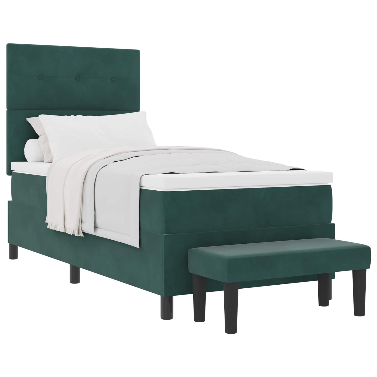 Lit à ressorts avec coussin Vert foncé 200 x 80 cm Velours