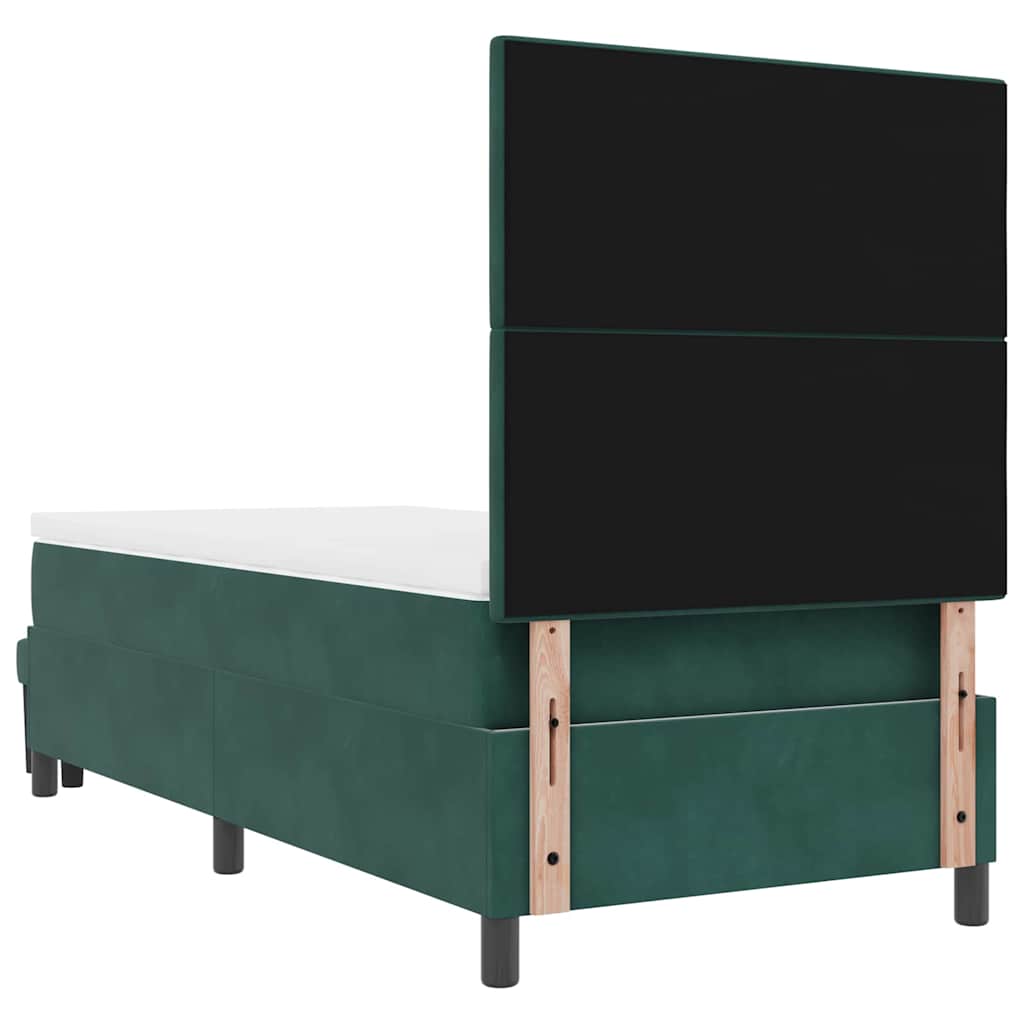Lit à ressorts avec coussin Vert foncé 200 x 80 cm Velours