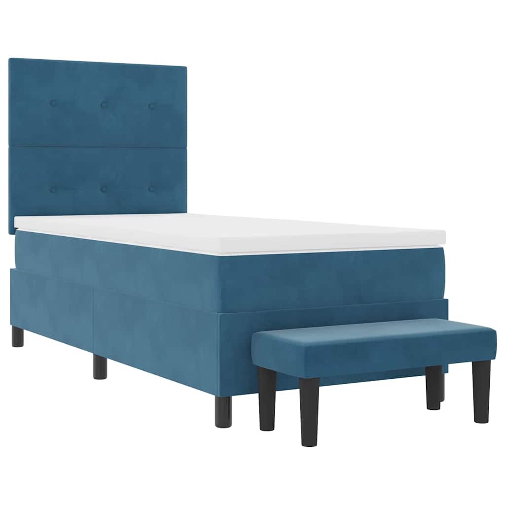 Lit à ressorts avec tête de lit Bleu foncé 190 x 90 cm Velours - XIOS