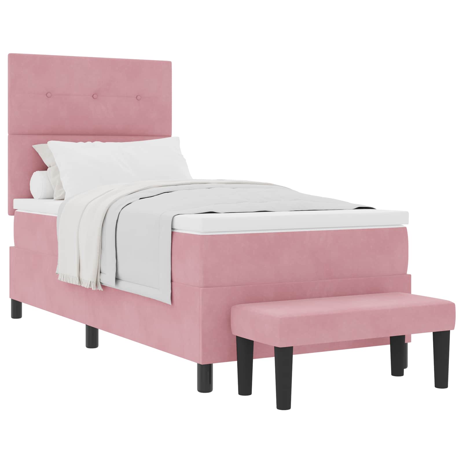 Lit à ressorts avec coussin Rose 190 x 90 cm Velours