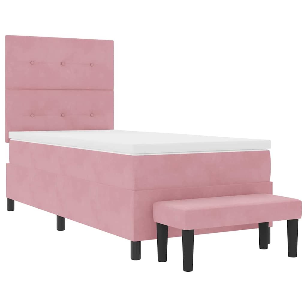 Lit à ressorts avec coussin Rose 190 x 90 cm Velours