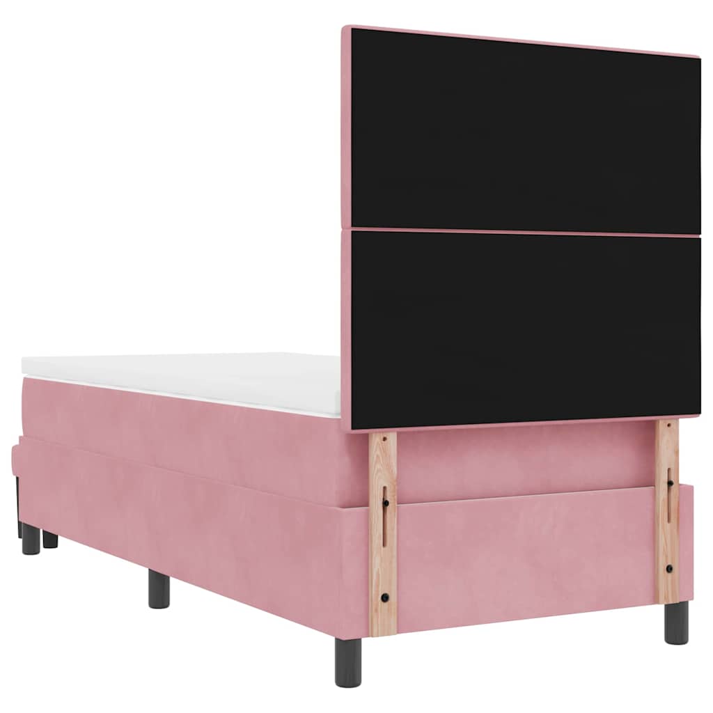 Lit à ressorts avec coussin Rose 190 x 90 cm Velours