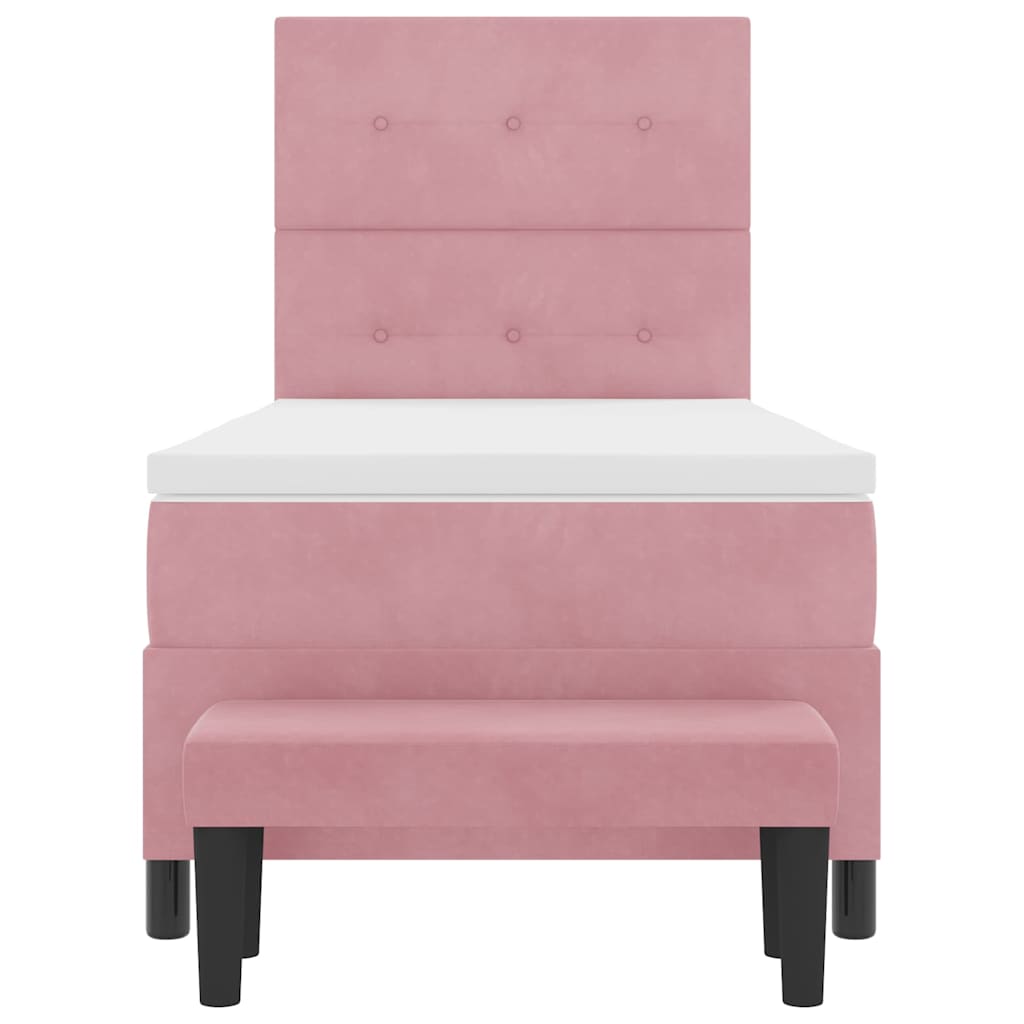 Lit à ressorts avec coussin Rose 190 x 90 cm Velours