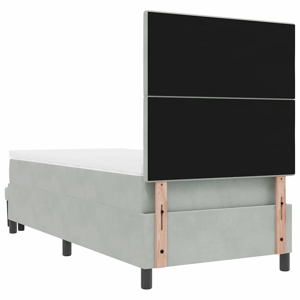 Lit à ressorts avec tête de lit Gris clair 200 x 90 cm Velours - XIOS
