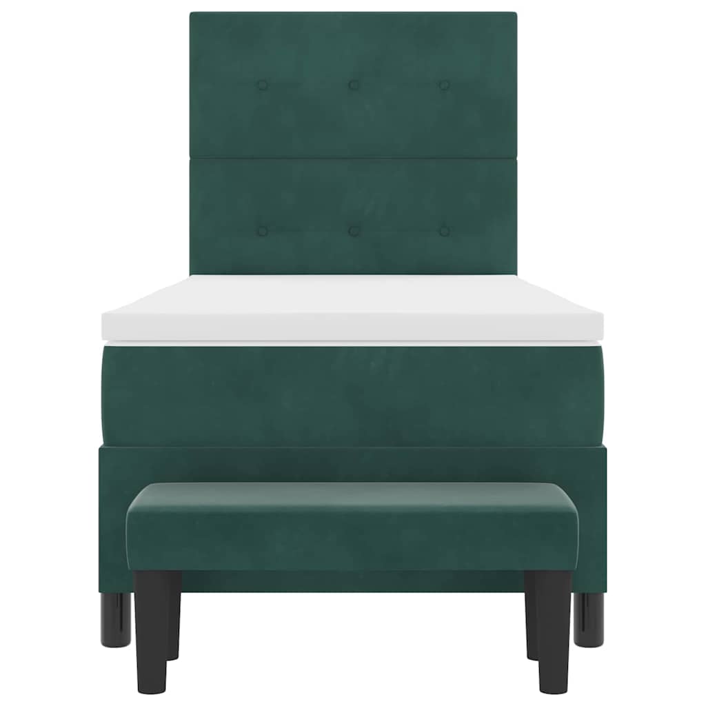 Lit à ressorts avec tête de lit Vert foncé 200 x 100 cm Velours - XIOS