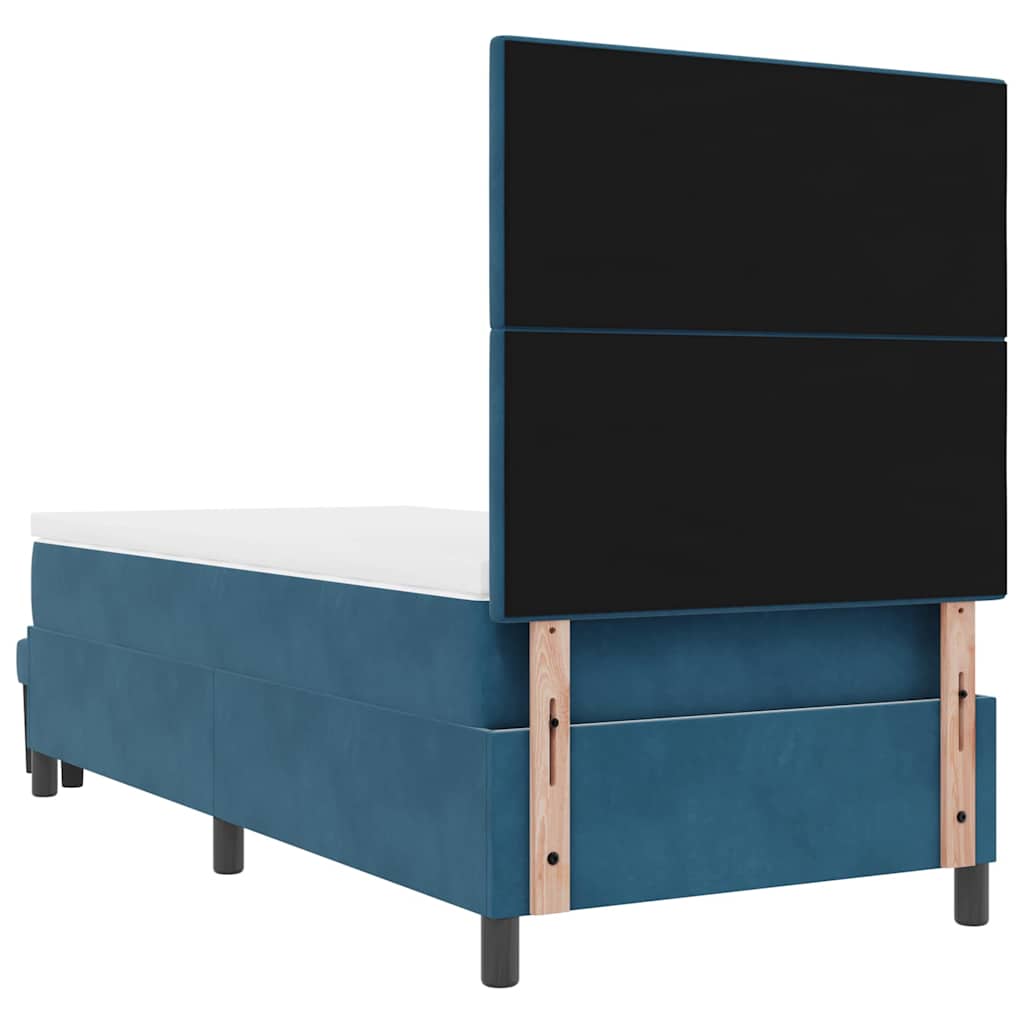 Lit à ressorts avec coussin Bleu foncé 200 x 100 cm Velours - XIOS