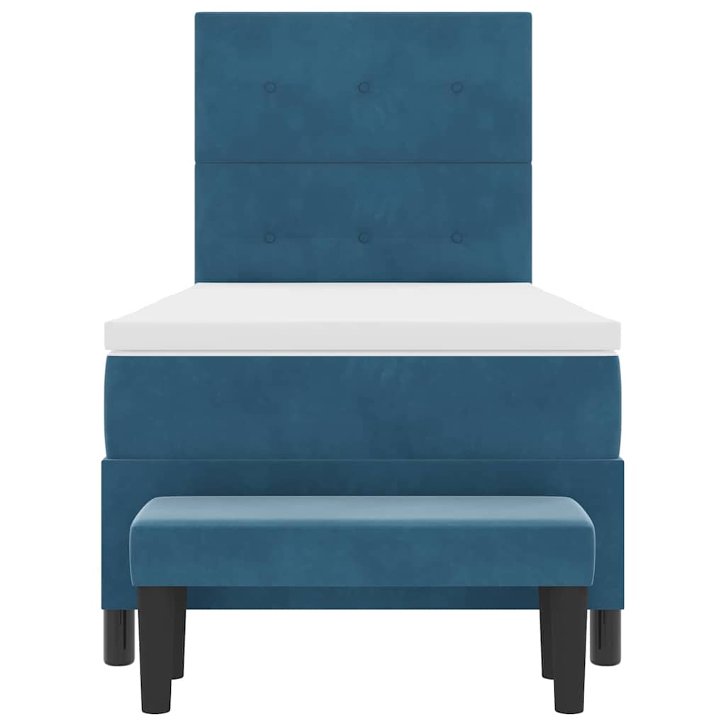 Lit à ressorts avec coussin Bleu foncé 200 x 100 cm Velours - XIOS