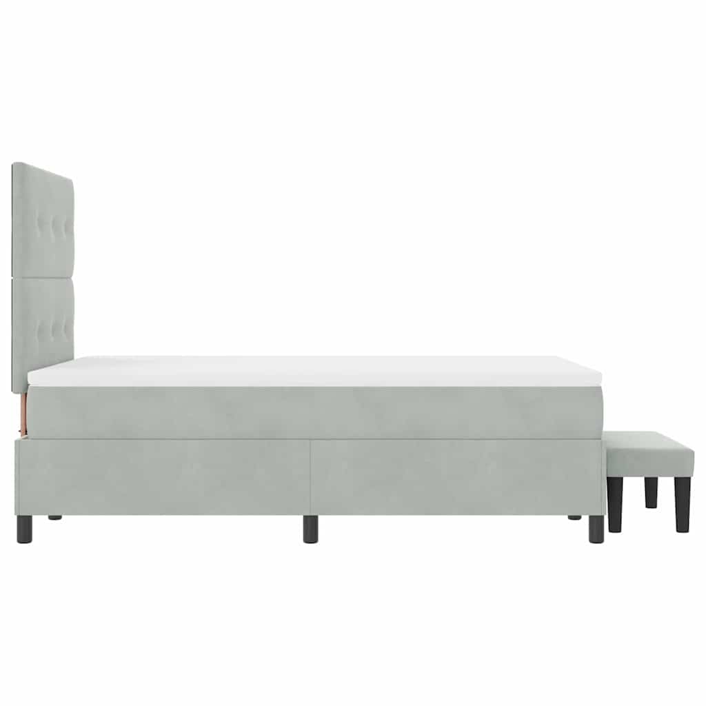 Lit à ressorts avec tête de lit Gris clair 190 x 120 cm Velours - XIOS
