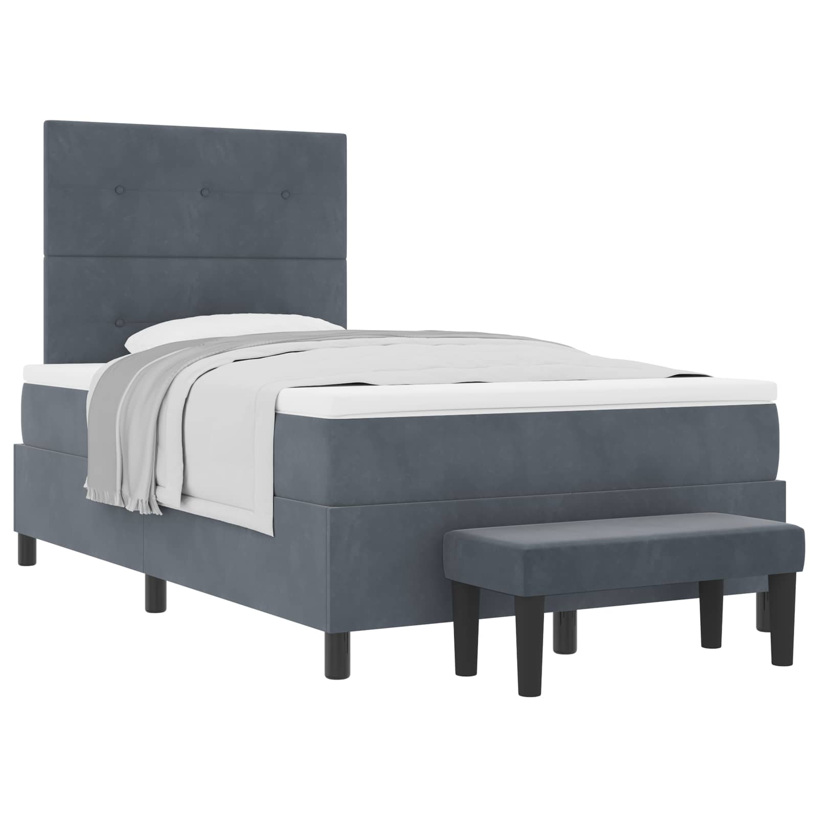 Lit à ressorts avec matelas Gris foncé 120 x 190 cm Velours - XIOS
