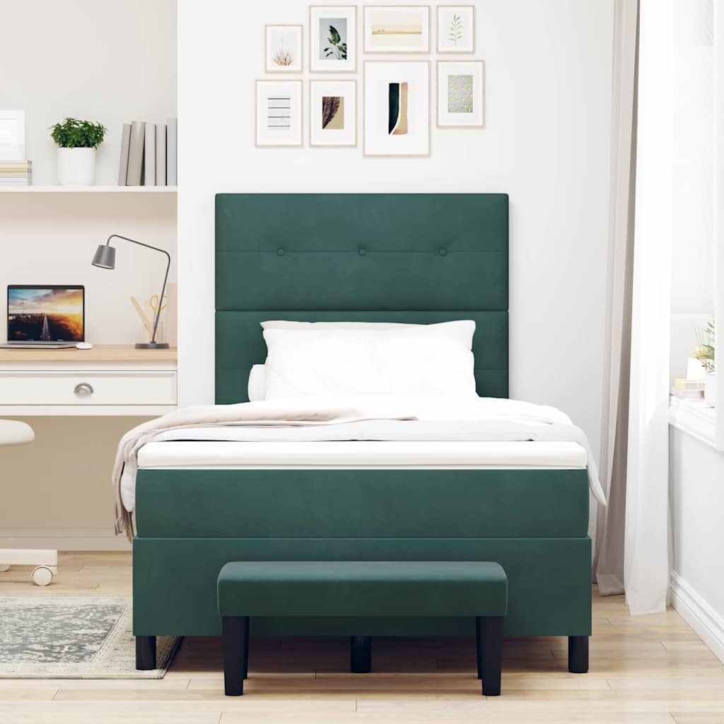 Lit à ressorts avec coussin Vert foncé 190 x 120 cm Velours - XIOS