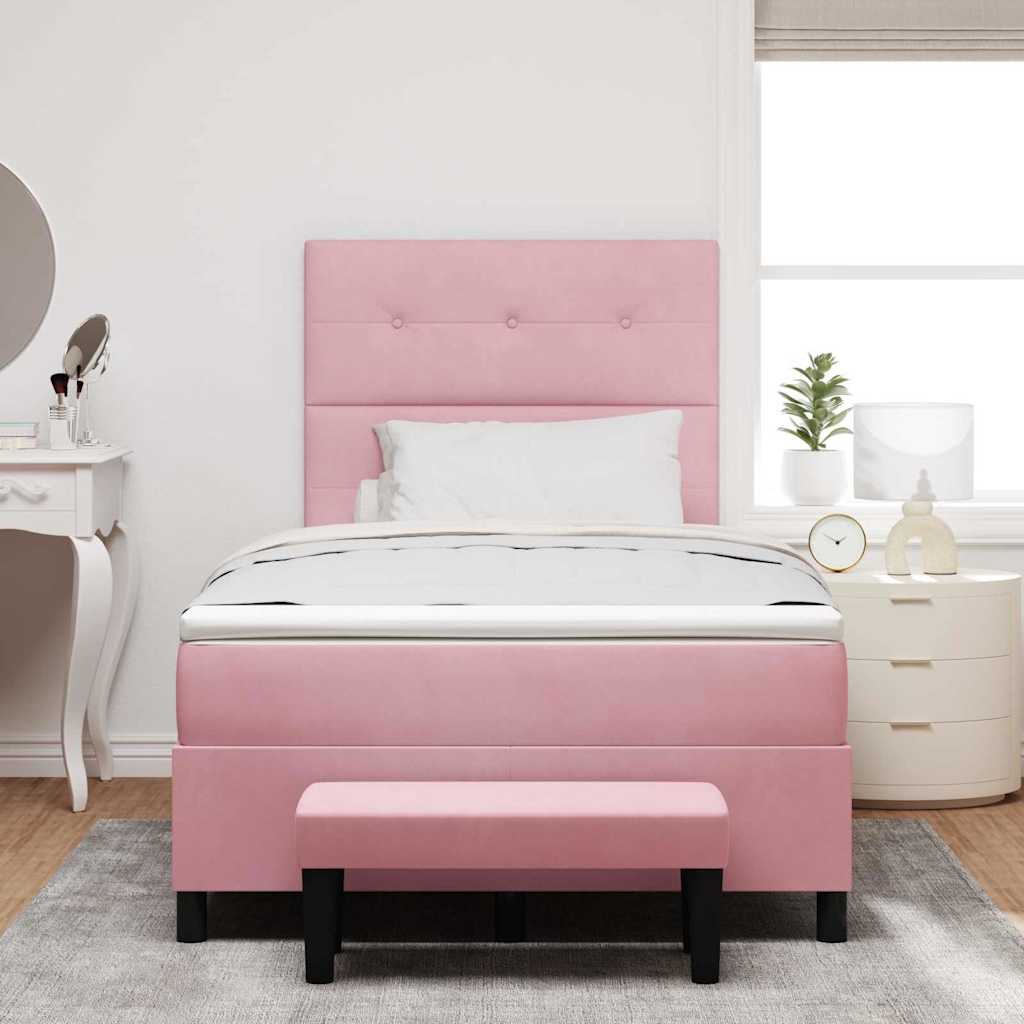 Lit à ressorts avec tête de lit Rose 190 x 120 cm Velours - XIOS