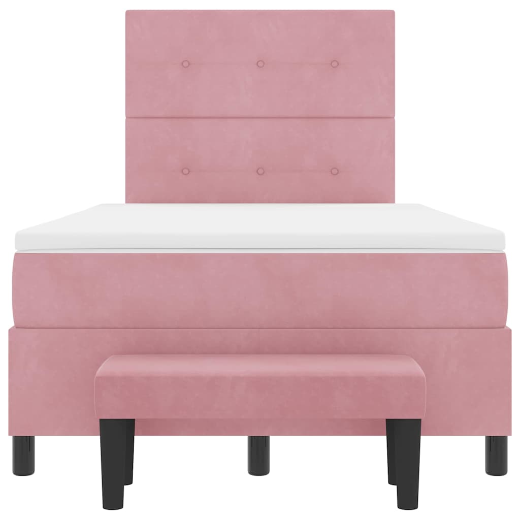 Lit à ressorts avec tête de lit Rose 190 x 120 cm Velours - XIOS