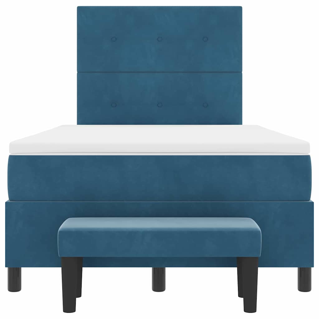 Lit à ressorts avec tête de lit Bleu foncé 200 x 120 cm Velours