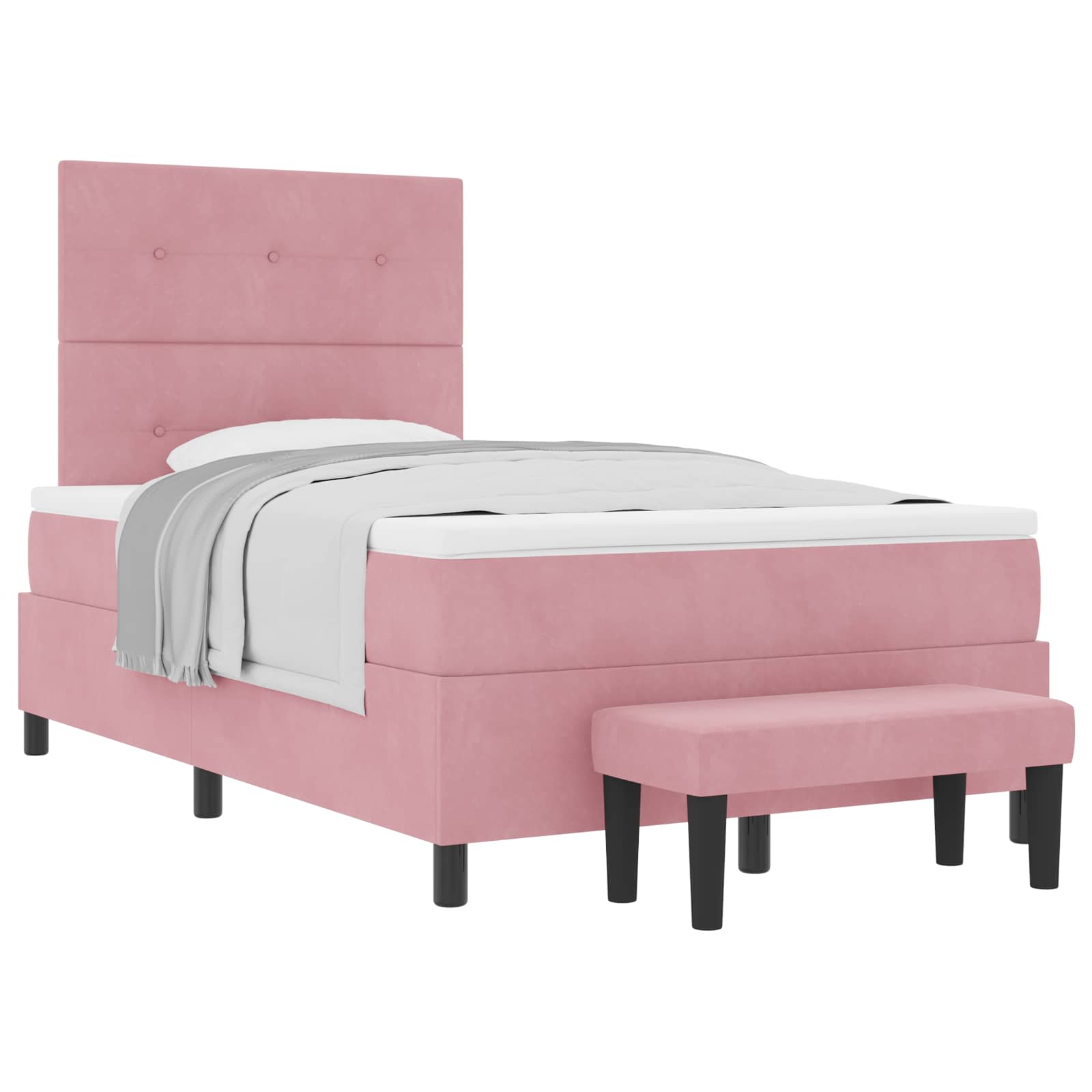 Lit à ressorts avec tête de lit Rose 200 x 120 cm Velours - XIOS