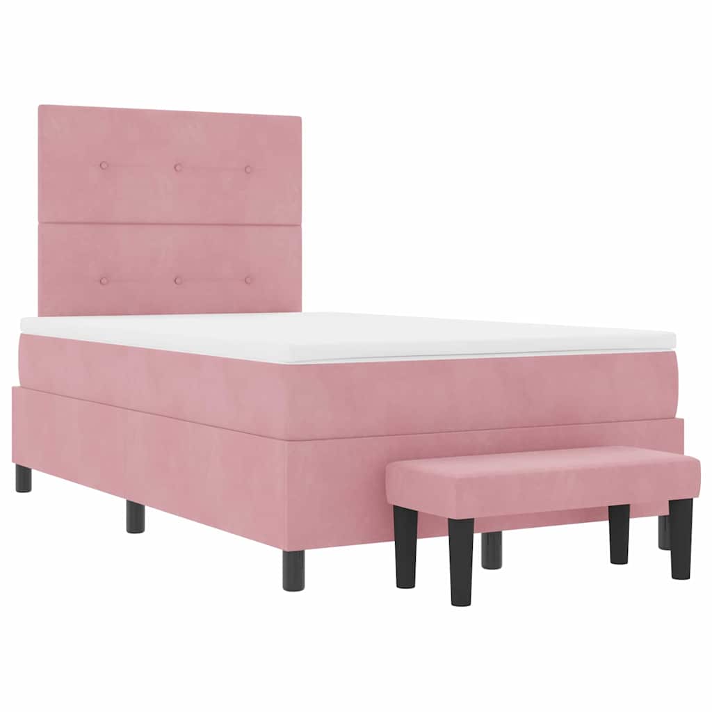 Lit à ressorts avec tête de lit Rose 200 x 120 cm Velours - XIOS